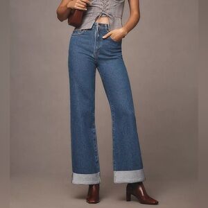 Anthropologie PILCRO The Austyn High-Rise Cuffed Wide Leg Jeans Size 28